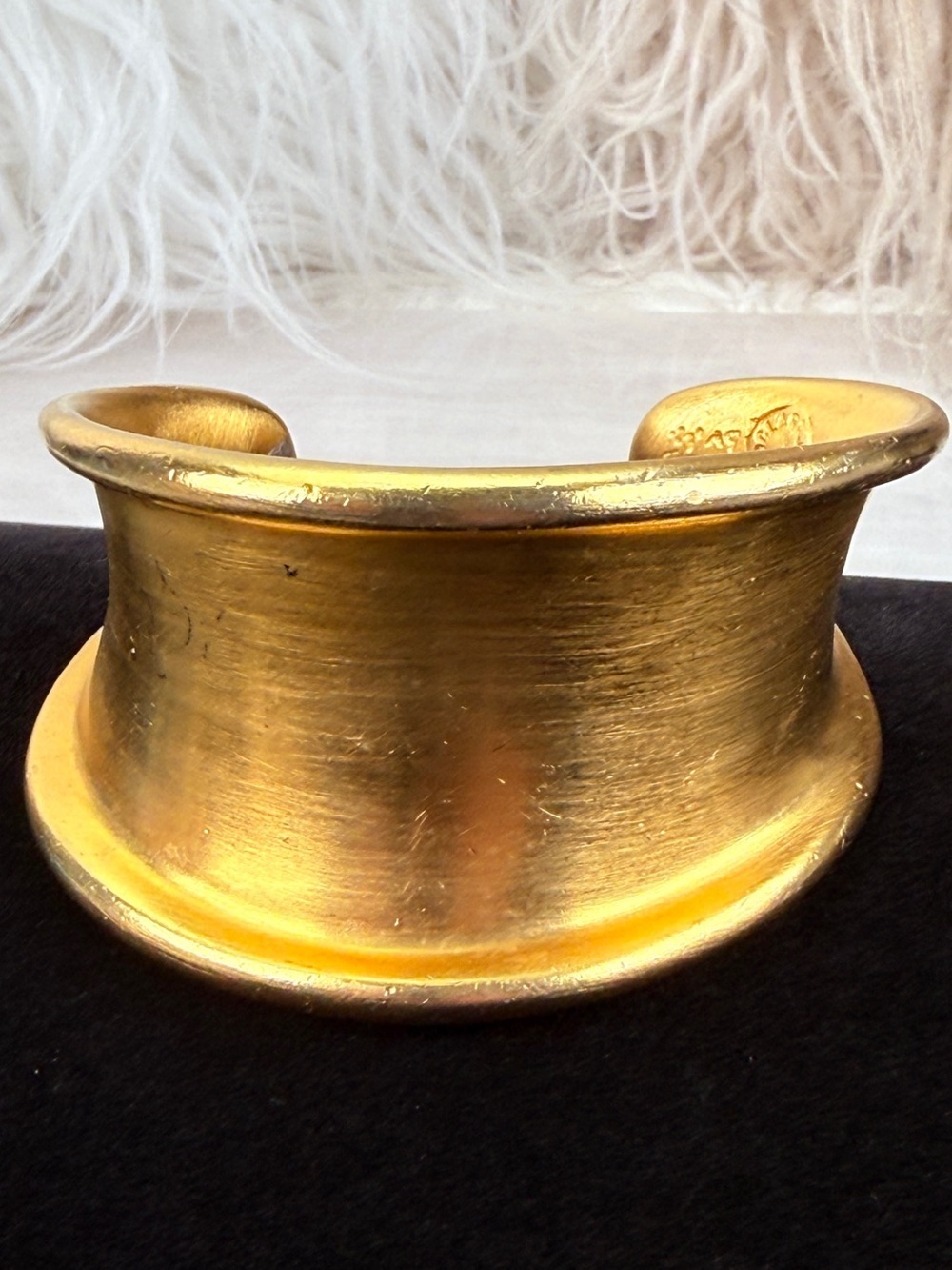 *Vintage Louis Féraud Paris Wide Gold Tone Sculptural Weighted Cuff Bracelet